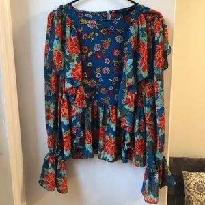 Belle Vere Anthropologie Floral Blouse Top Sz sm